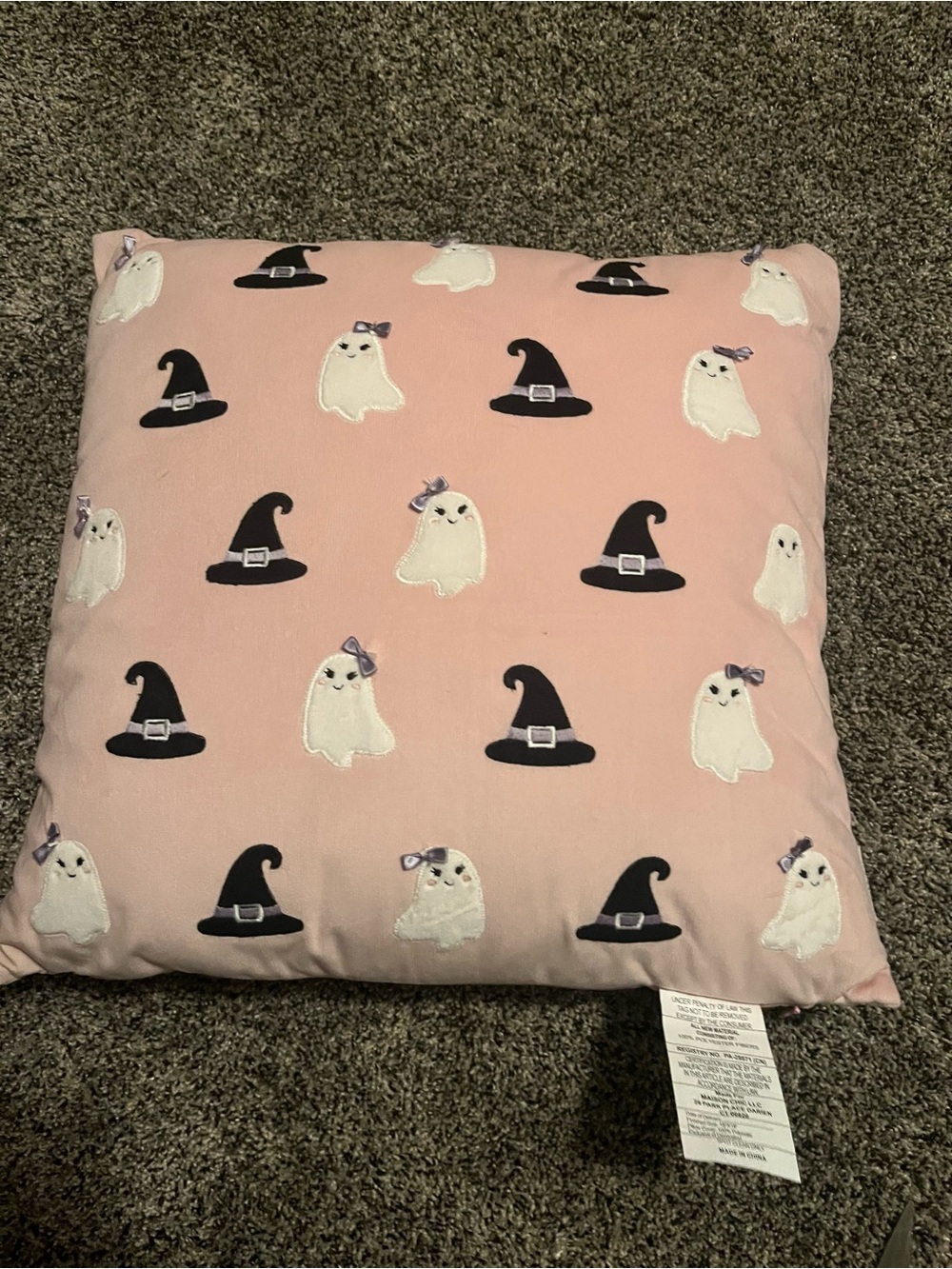 Halloween witches hats and ghosts pillow